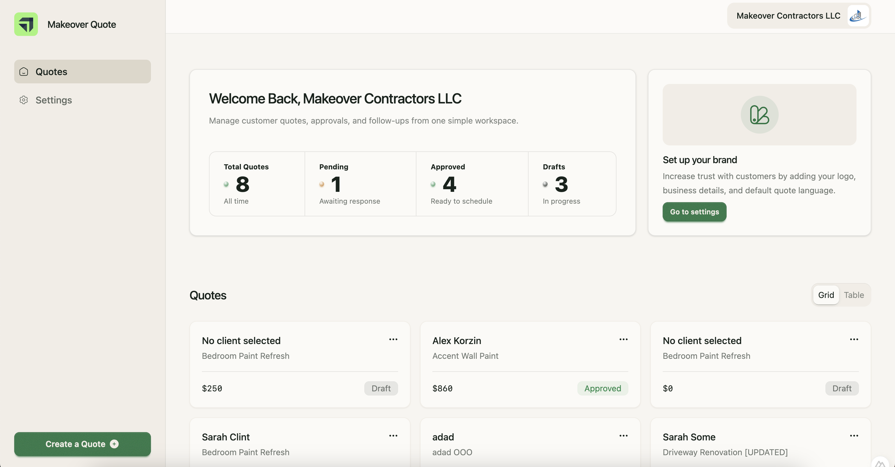 GetTheQuote quote builder screenshot